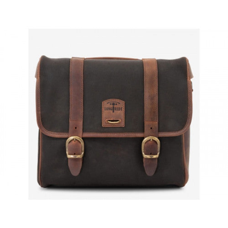 Longride Waxed Canvas Quick Release Saddlebag Khaki – 12.5 Liters