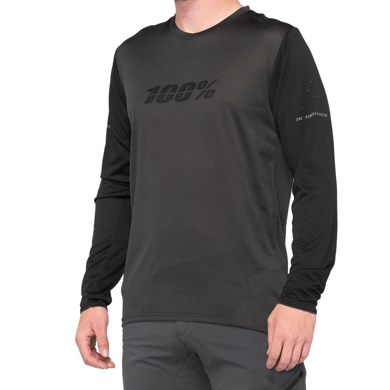 100% Ridecamp Long Sleeves Jersey Black / Charcoal