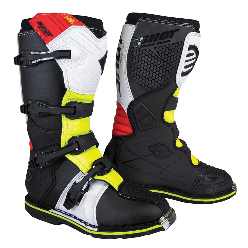 Shot X10 2.0 MX Boots Black / Red / White / Yellow