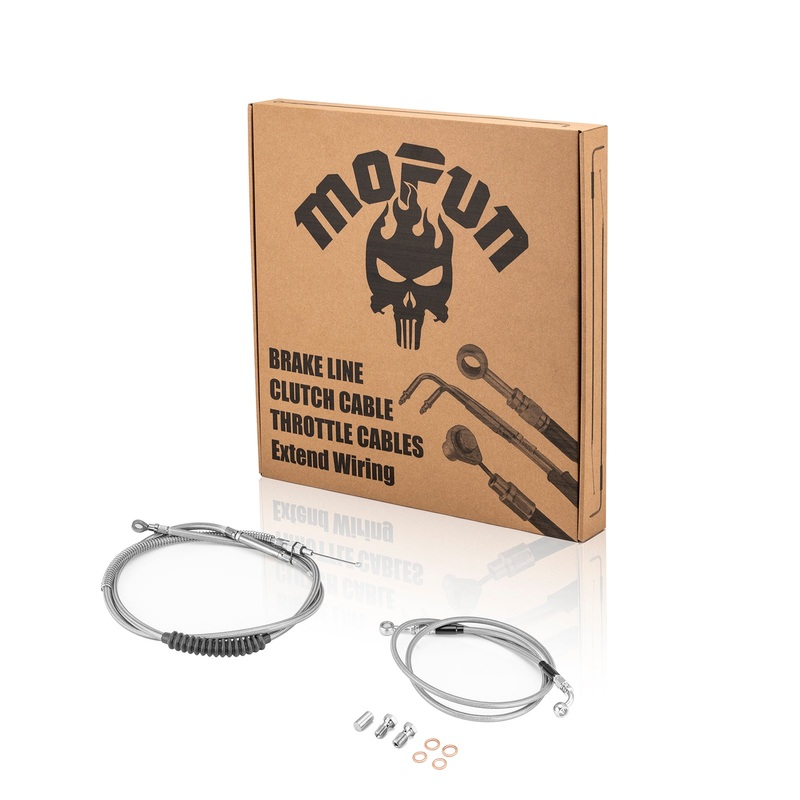 Non-ABS Hydraulic Front Brake Line, Clutch Cable Kit for Harley Sportster 883 Iron/Custom XL (for 10″ Handlebar w/Non-ABS)