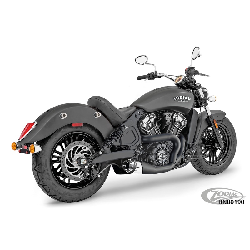 Indian Scout exhaust 2-into-1 shorty LOW combo  Freedom Performance  US Outlaw Black IN00190