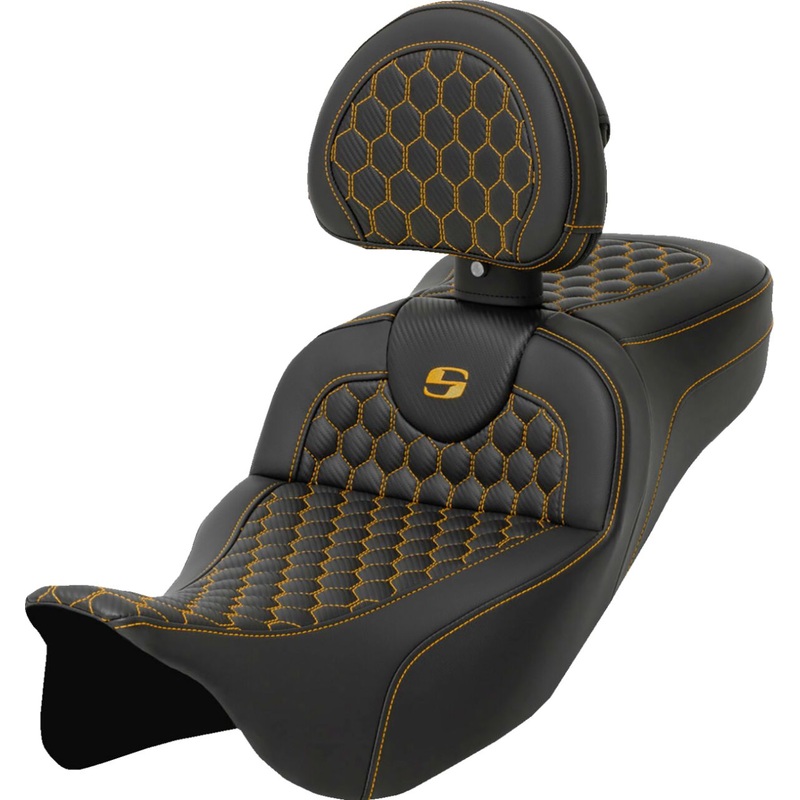 Roadsofa HC Extended Reach With Driver’s Backrest Seat, Gold Stitch – 08-24 Touring