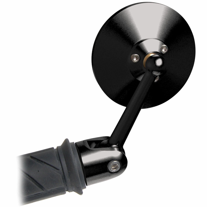 Oberon Performance Adjustable Round Bar End Mirror – Black