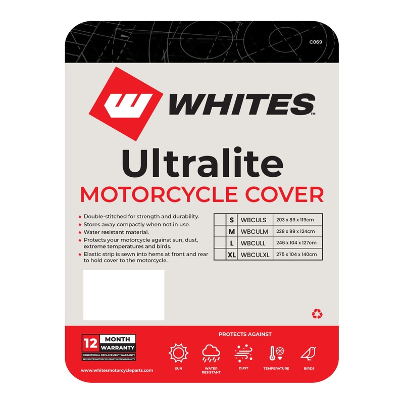 Whites Motorcycle Cover – Ultralite (M / 228 x 99 x 124cm)