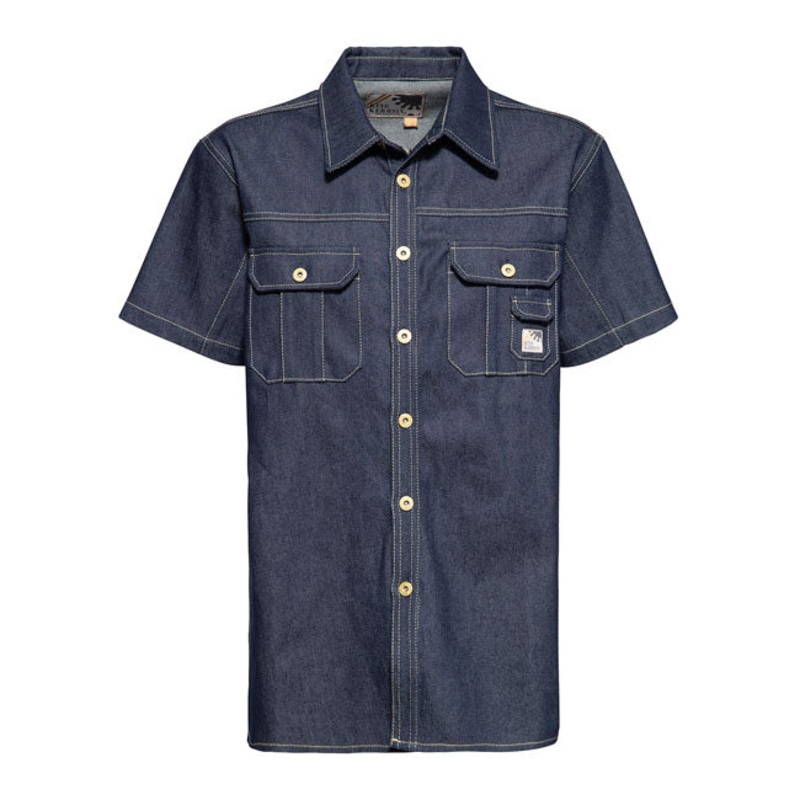 King Kerosin Motor Crew Denim Worker Shirt Dark Blue Wash
