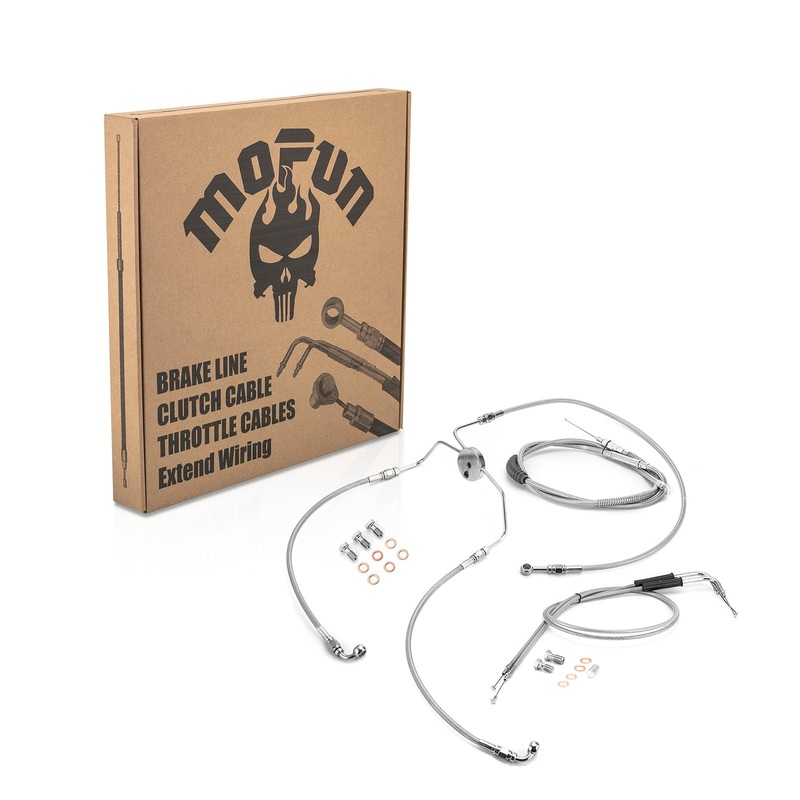 1996-2006 Harley Touring Extended Length Non-ABS Hydraulic Front Brake Line, Throttle and Idle Cable and Clutch Cable Kit (for 10″-12″ Handlebar without ABS)