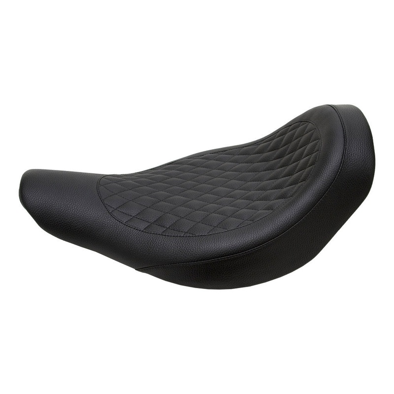 Fred Kodlin Diamond Stitch Solo Seat – Black. Fits Softail Fat Boy.