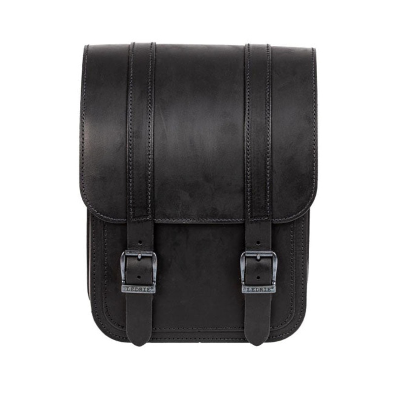 Ledrie Full Leather Swing Arm Bag Left Black For 18-21 Softail