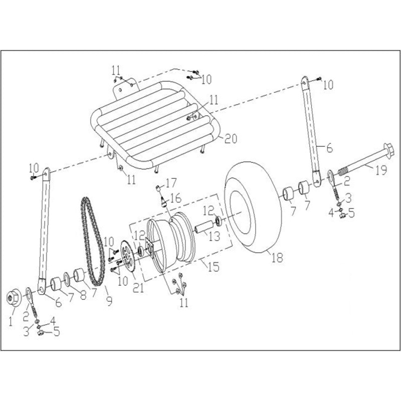 Rear Tire Assembly – 212cc Utility Bike