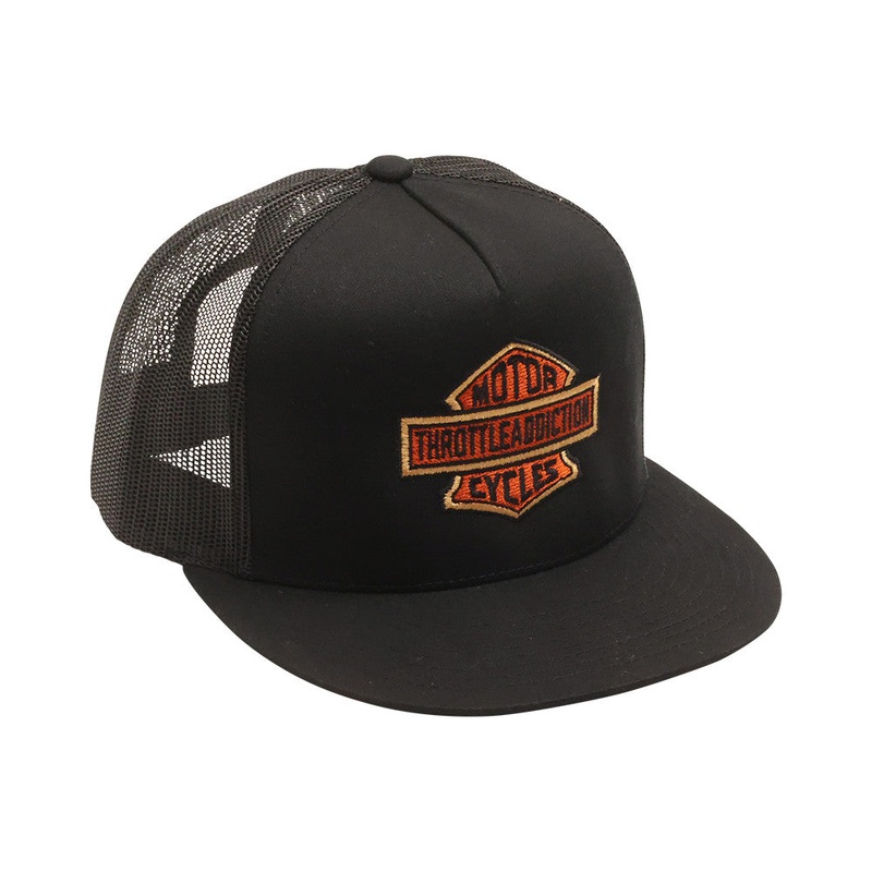Throttle Addiction – 5 Panel Snap Back Hat – Shield Hat – Black