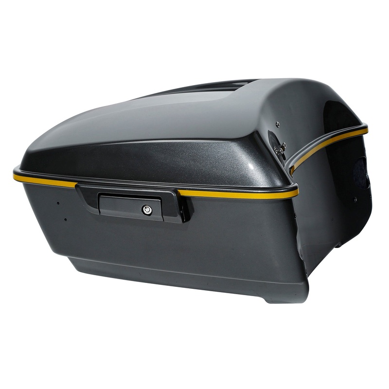 HR3 Gold / Black Geometric Shape Fade King Size Tour Pack Luggage with Speaker Cut Outs For 14-24 Harley Touring