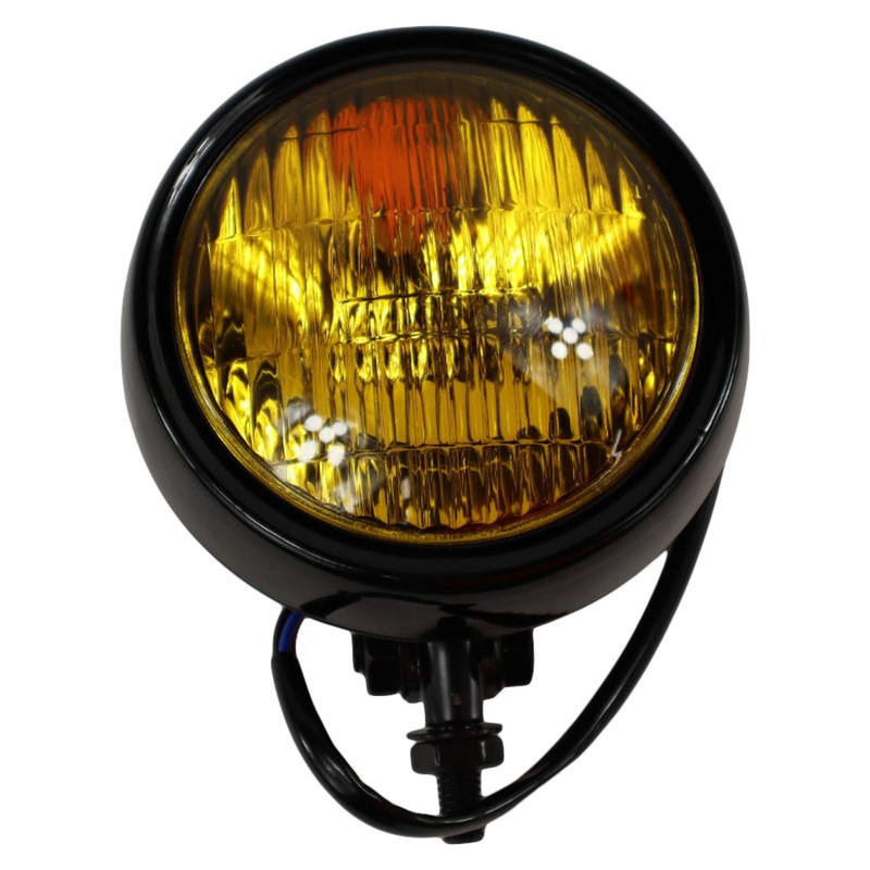 4″ Chopper Headlight – Black Amber Lens