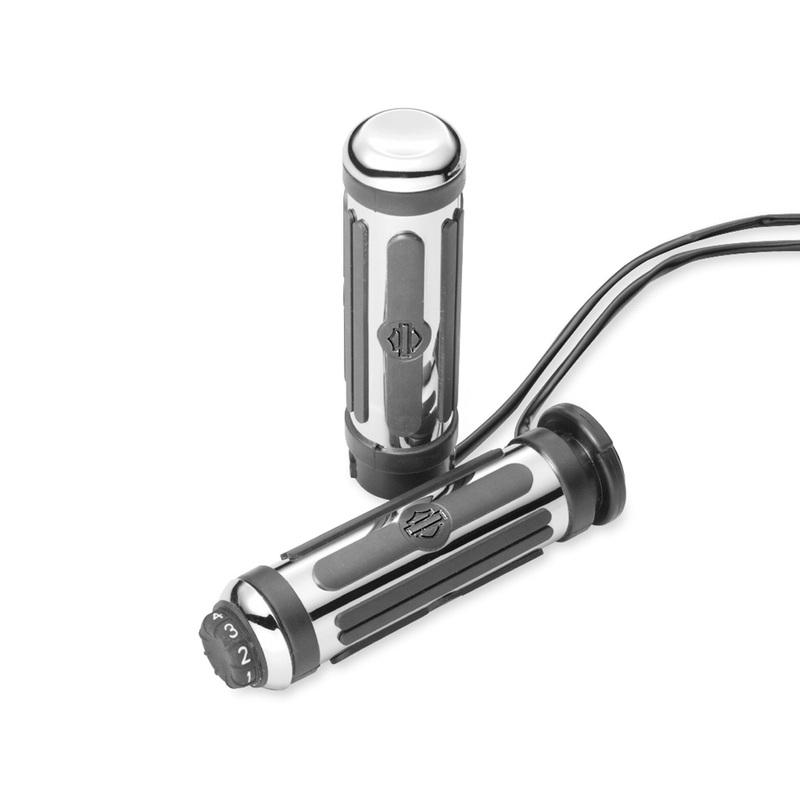 Harley Davidson 56100266 Chrome and Rubber Small Heated Hand Grips KIT, GRIP, HEATED, SML CHRM RU
