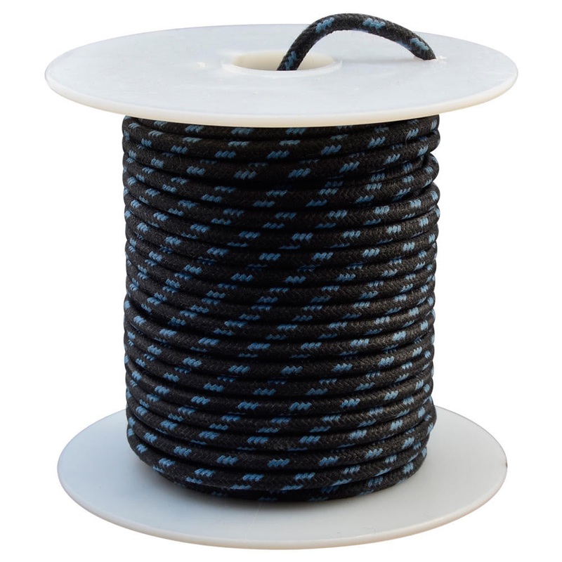 16 AWG Vintage Cloth Covered Automotive Electrical Wire – Black with 3 Blue Tracers – 10 FT