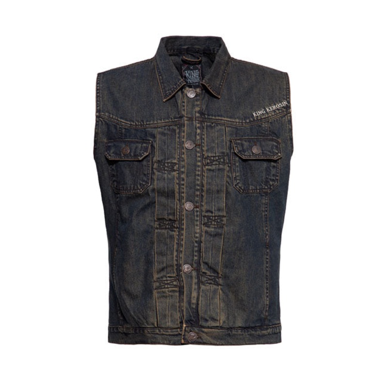 King Kerosin Motor State Denim Vest Dark Blue