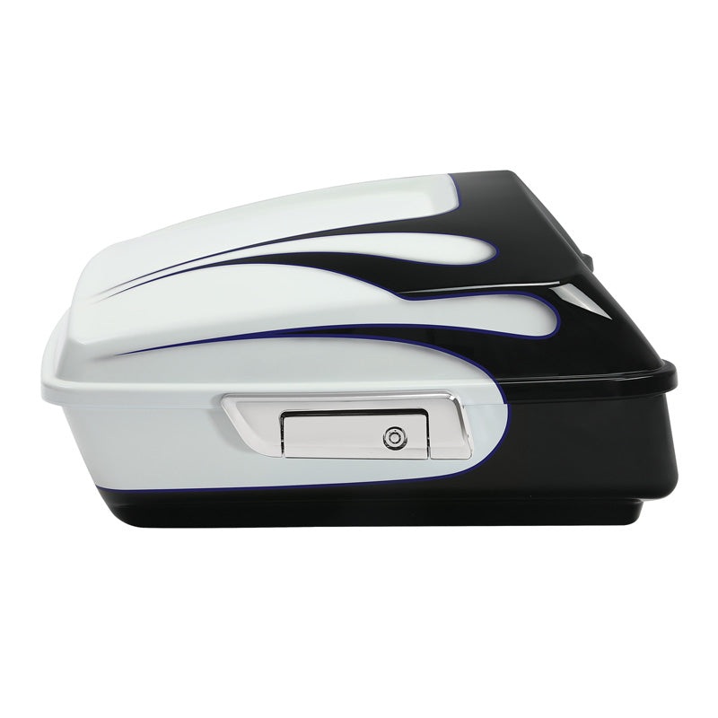 HR3 White Amethyst With Black Licorice Flames 10.7″ Chopped Style Tour Pack Luggage For 14-24 Harley Touring