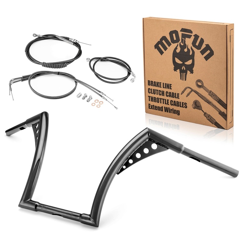 2000-2006 Harley Softail Night Train/Heritage Classic Gloss Black 12″ Ape Monkey Bar Handlebar with Non-ABS Cable Kit