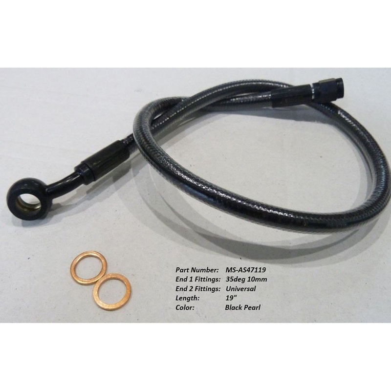 19in. Upper Front Brake Line with 10mm x 35 Degree Banjo – Black Pearl.