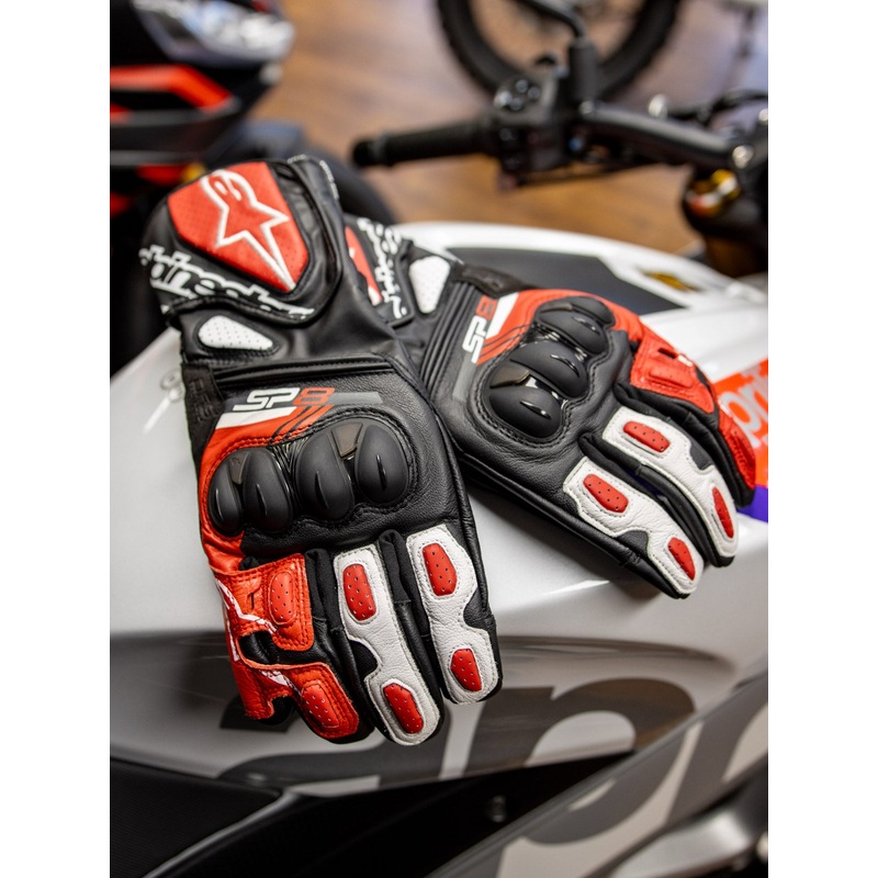 Alpinestars SP-8 V3 Leather Gloves Black/White/Red 3558321
