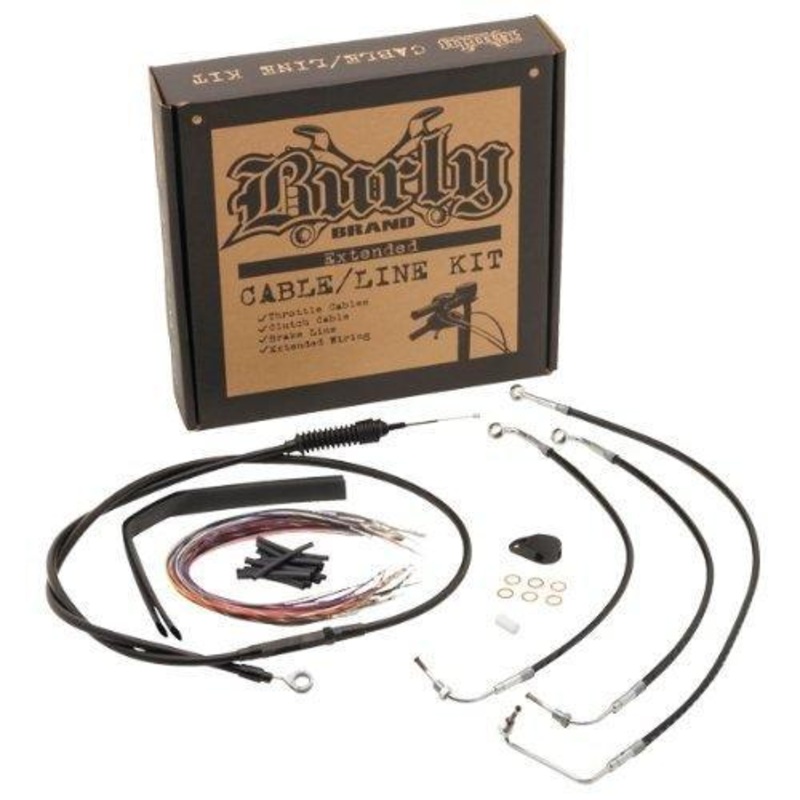 Burly Brand Extended Cable/Brake Line Kit for 16in. Gorilla Handlebars – Black Vinyl B30-1073