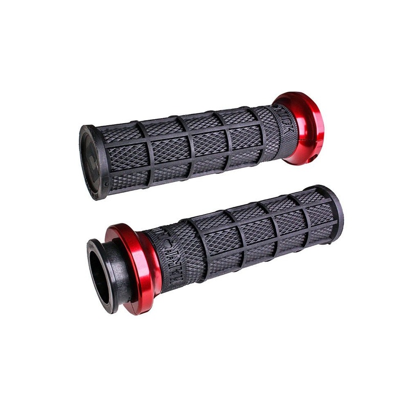 Hart-Luck Full Waffle Lock-On Handgrips – Red. Fits Indian Touring 2018up.