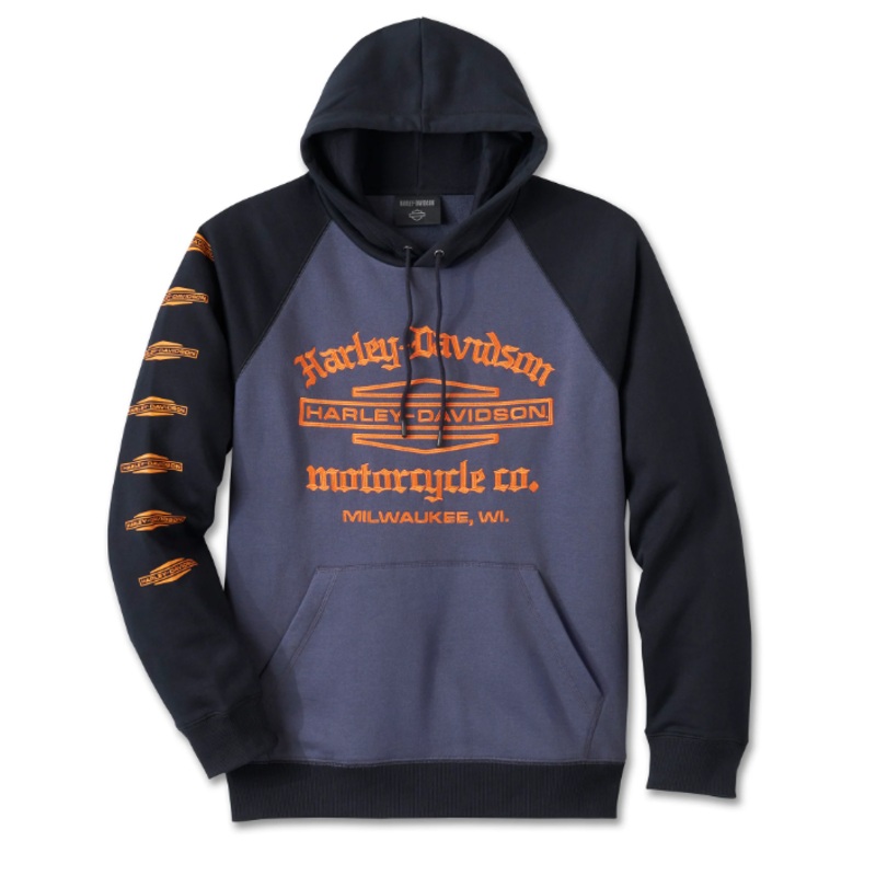 Men’s Old English Stacked Bar & Shield Raglan Hoodie – Colorblock 96005-25VM