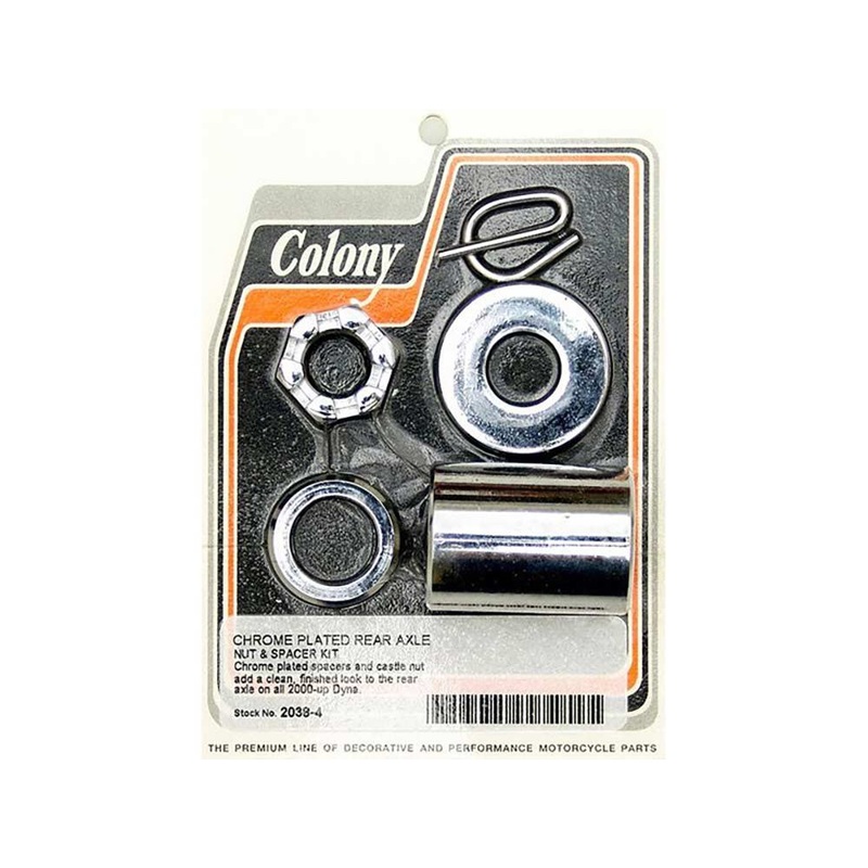 Rear Axle Spacer Kit – Chrome. Fits Dyna 2000-2005.