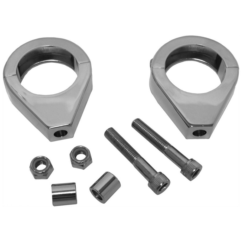 Clamp on Turn Signal Mounts – 39mm forks – Chrome