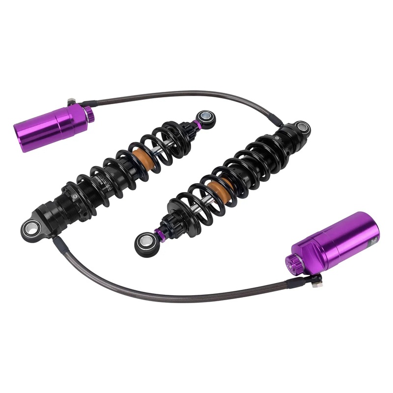 Motorcycle Remote Reservoir Rear Shocks Absorbers Suspension For Harley Touring 14-’25 – Purple