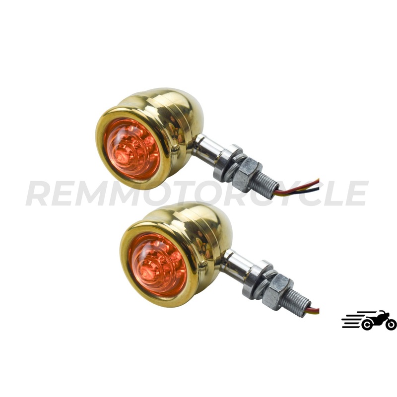 Pair of CNC Bubble Turn Signal Lights BRASS