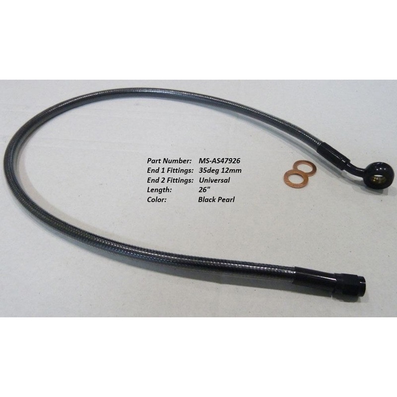 26in. Upper Front Brake Line with 7/16in. x 35 Degree Banjo – Black Pearl.