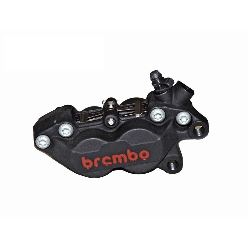 Brembo P4 Axial Brake Caliper Right Side Black 4 Piston (red lettering).