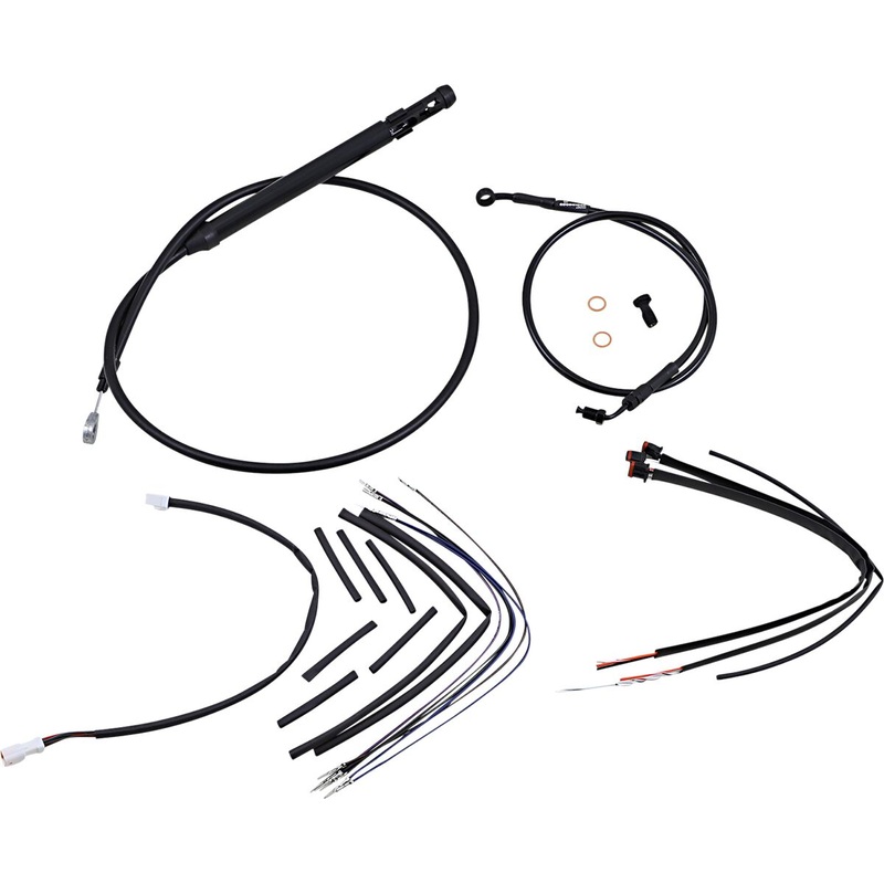 Complete Black Vinyl Handlebar Cable/Brake Line Kit For 16″ Ape Hanger Handlebars