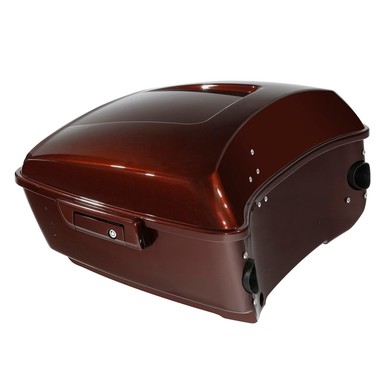 HR3 Auburn Sunglo & Black Hole With Rich Bourbon King Size Tour Pack Luggage with Speaker Cut Outs For 14-24 Harley Touring