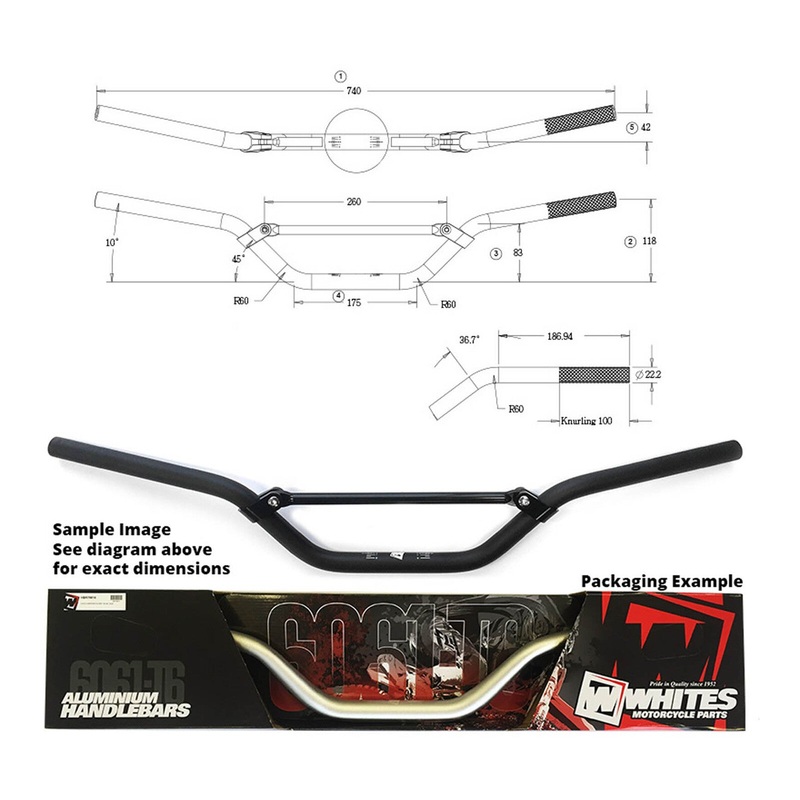 Whites Handlebars Alloy 6061 7/8″ (22.2mm) Fits Mini MX Black