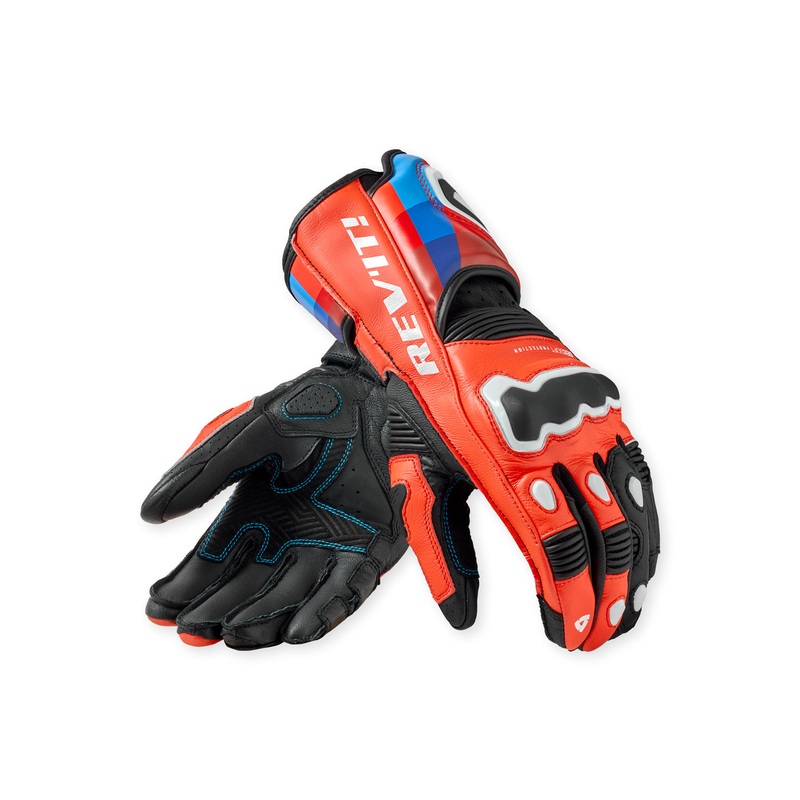 Revit Quantum 3 Leather / Textile Gloves Neon Red / Blue