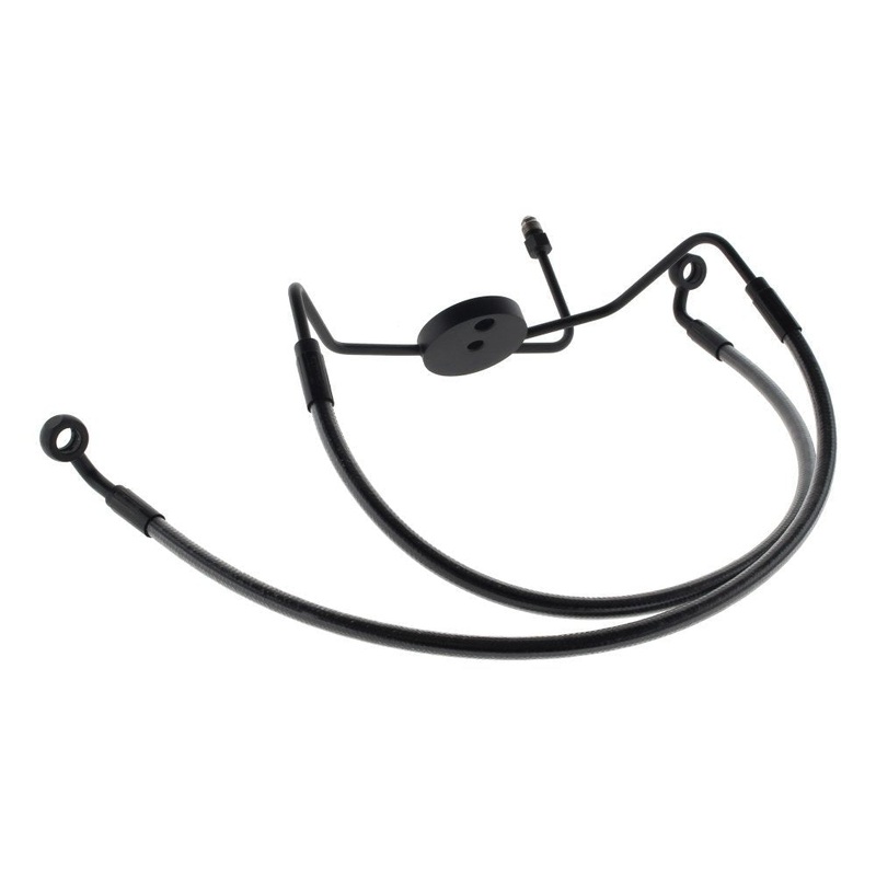 Lower Front Brake Line with T-Piece – Black Pearl. Fits Touring 1984-2007 with Dual Front Calipers.