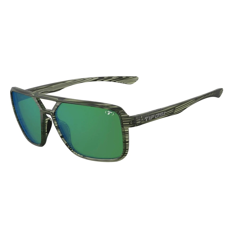 Tifosi Salto Polarised Single Lens Cycle Sunglasses Olive Stripe Fade Emerald Mirror