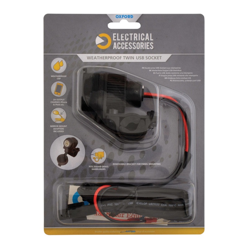 Oxford USB Dual Socket – Handlebar Mount