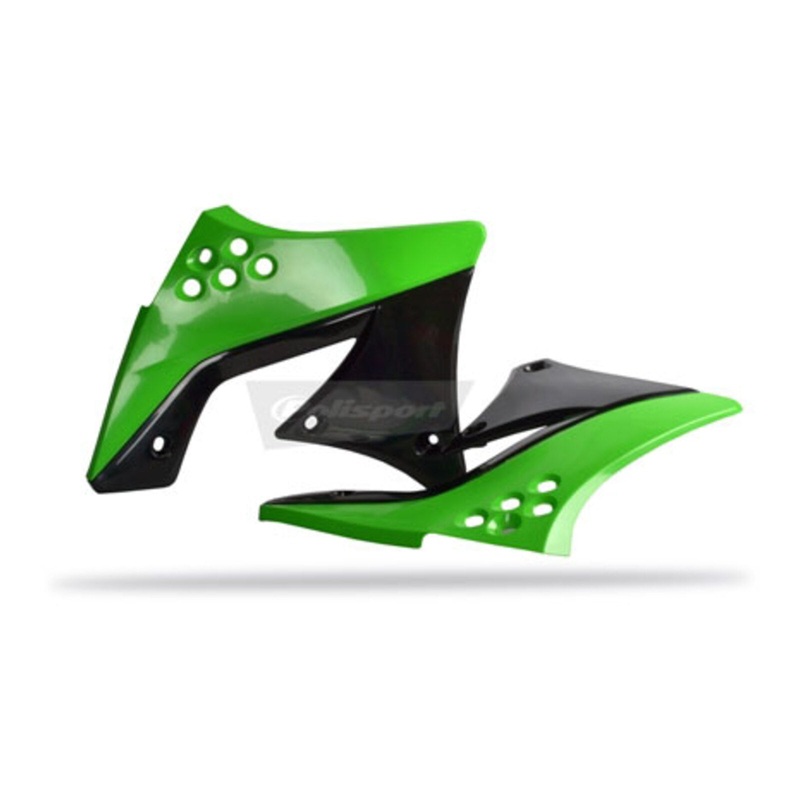Polisport Radiator Scoops Kawasaki KX250F (’09-’12) – Green/Black (Top/Bottom)