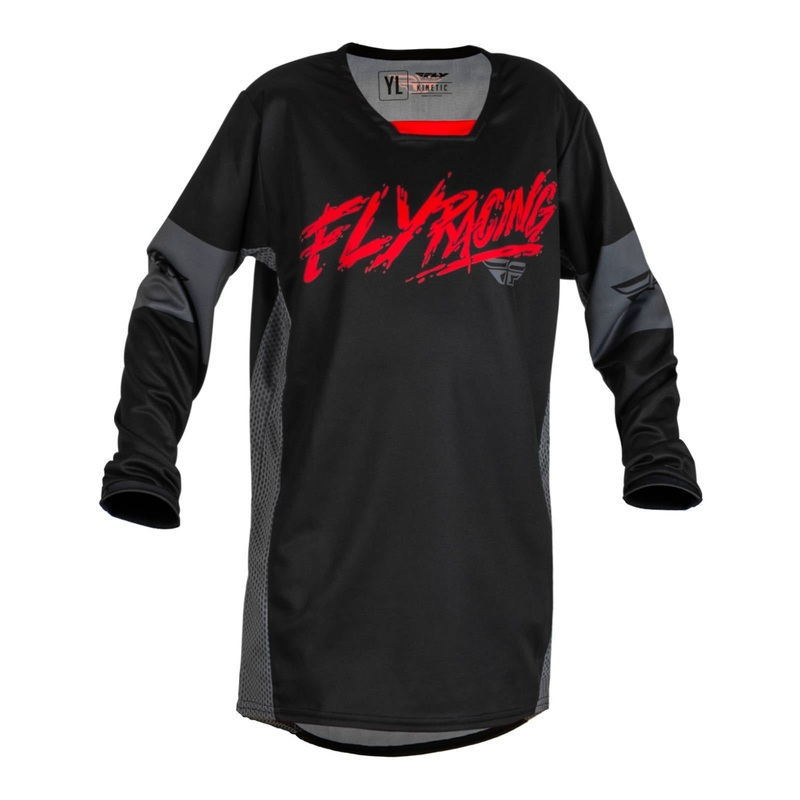 Fly Racing Kinetic Khaos Youth Jersey – Black / Red / Grey
