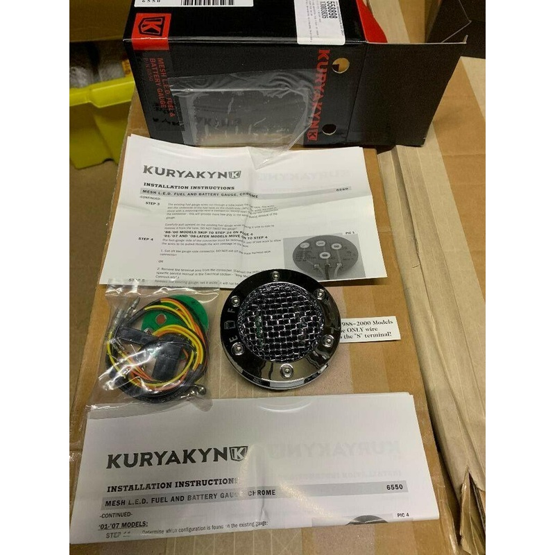 Harley Davidson 88/07 Kuryakyn chrome mesh fuel and battery gauge