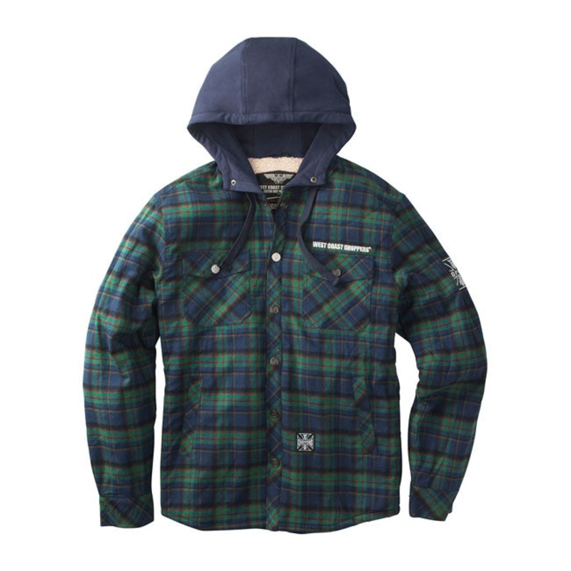 West Coast Choppers Sherpa Lined Flannel Jacket Blue / Green