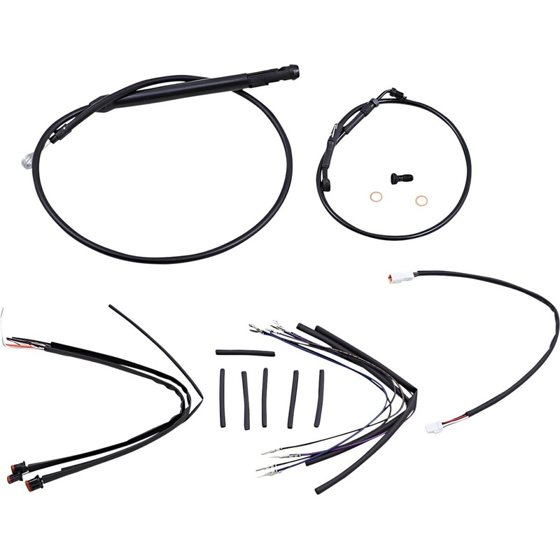 Complete Black Vinyl Handlebar Cable/Brake Line Kit For 12″ Ape Hanger Handlebars
