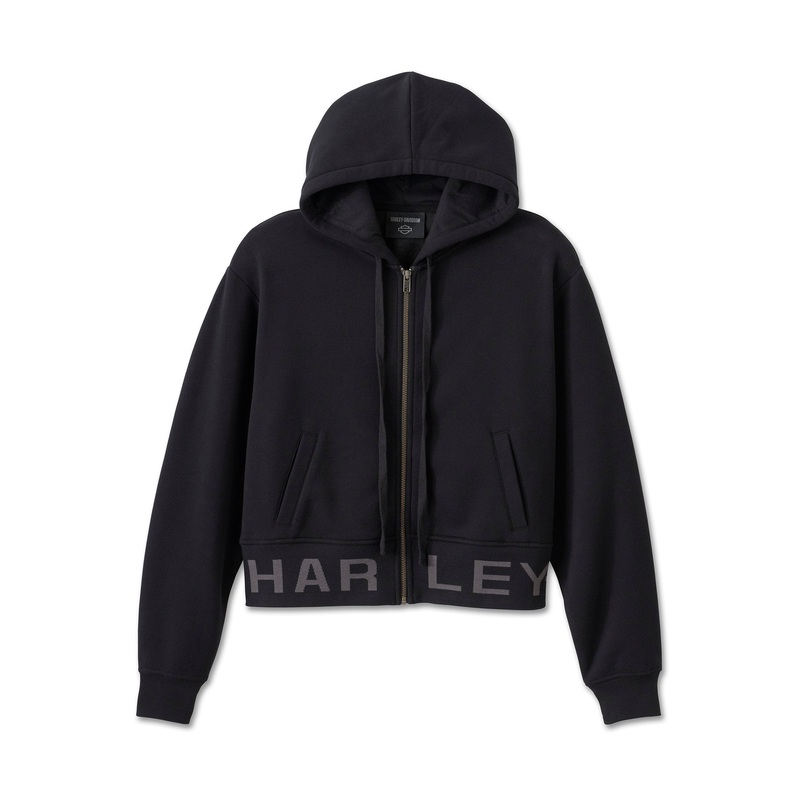 Genuine Harley-Davidson  Cropped Full Zip Hoodie – Harley Black 96154-25VW