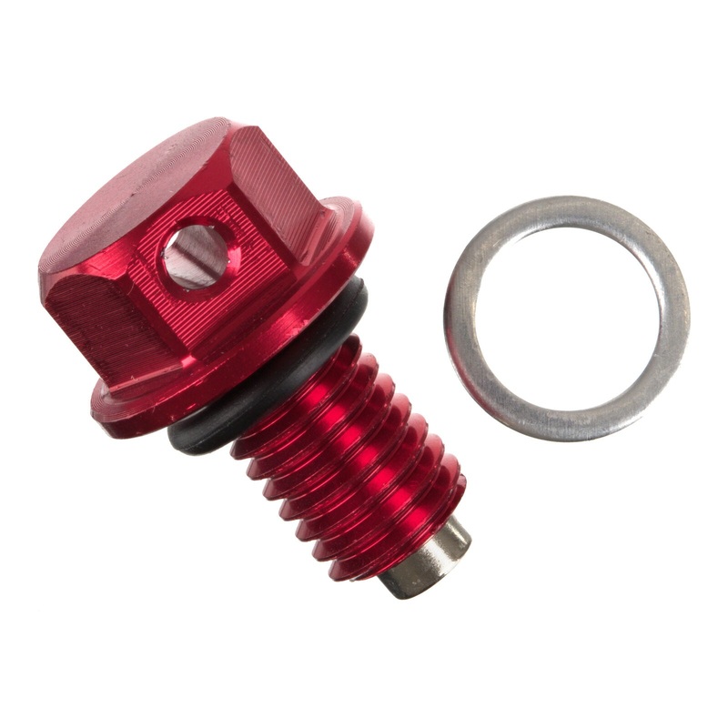 Whites Magnetic Sump Plug M10 x 15 x 1.5 – Red