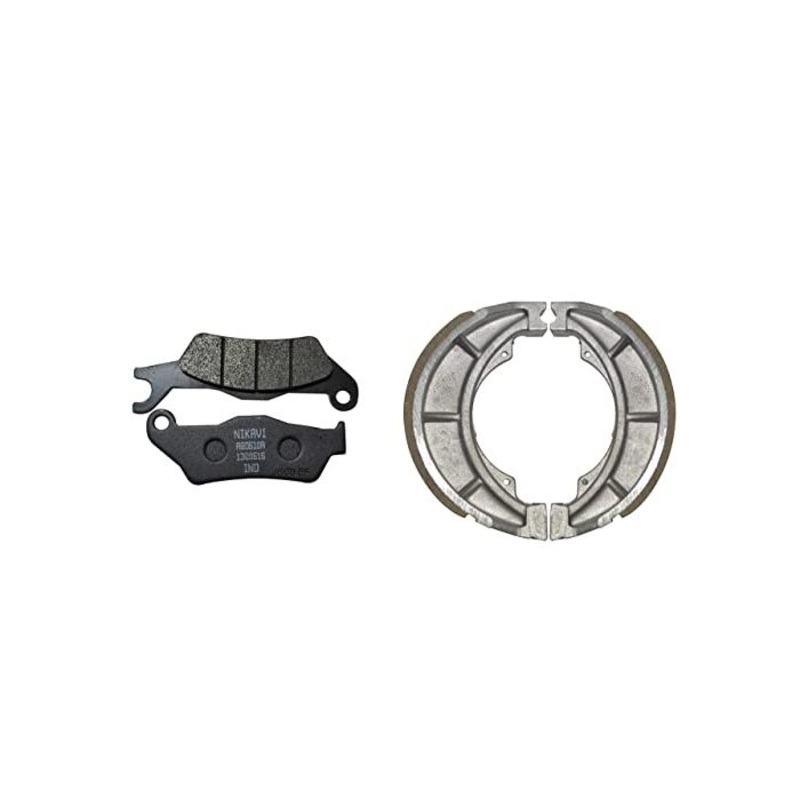 NIKAVI Front & Rear (Combo) Brake Pad + Brake Shoe Set Compatible for Passion Pro (DP2+BSS03)