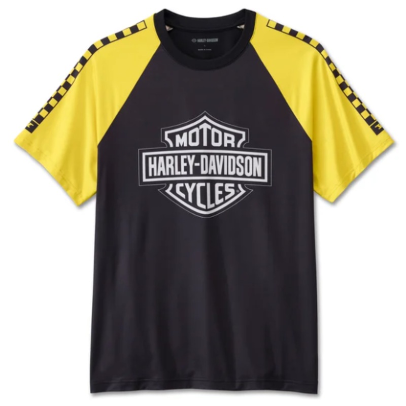 Genuine Men’s Bar & Shield Raglan Short Sleeve Tee – Colorblocked – Harley Black 96419-24VM