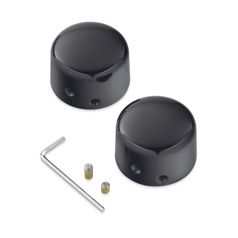 Harley Davidson 43000026 Front Axle Nut Covers KIT-COVER,FRONT AXLE,BLACK, DIE CAST
