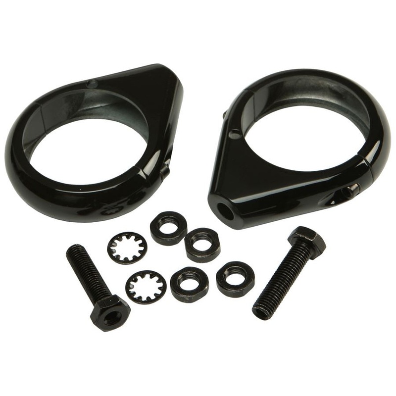 Clamp on Turn Signal Mounts – 49mm forks – Black